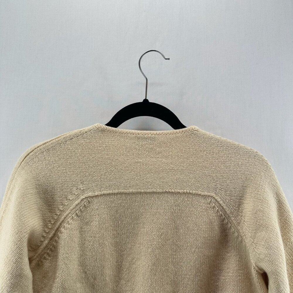 AKRIS Punto Sweater Size 10 Wool Knit Full Zip Cardigan Pockets 3/4 Sleeve Ivory - Picture 6 of 14